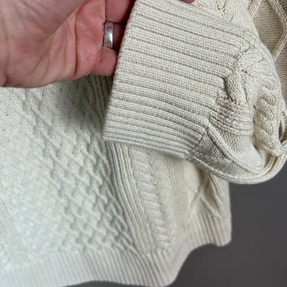 J Crew sweater Large Fisherman Cotton Cable Knit Mockneck long Style BD709 - Picture 12 of 15